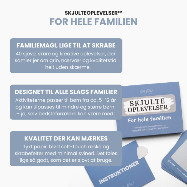 For hele Familien - skrabekort - familieaktiviteter - skjulte oplevelser - meaningful moments - lad-os-spille
