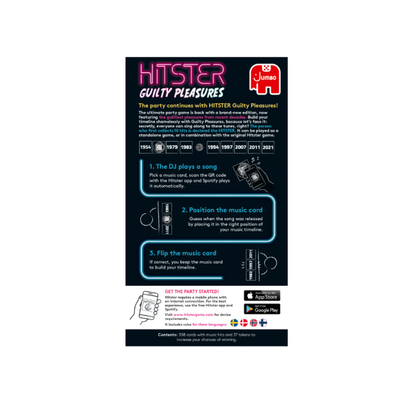 Hitster Guilty Pleasures - Dansk - musikquiz - quizspil
